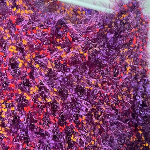 PICABO beautiful multicolor fluffy purple/ orange poncho Onesize - Picture 3 of 5